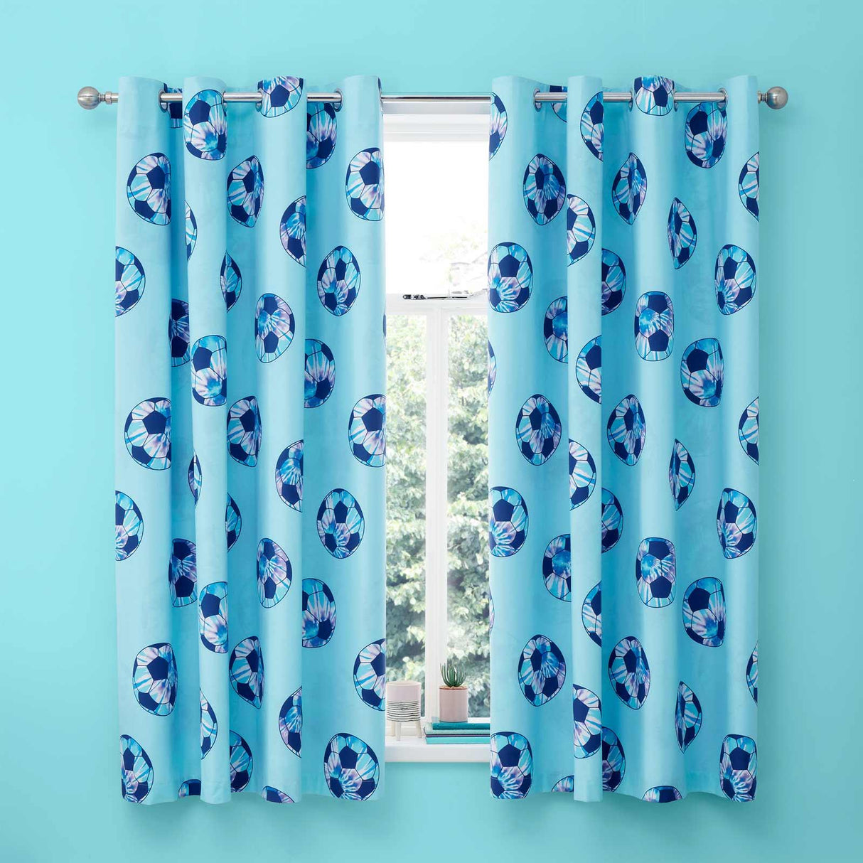 Tie Dye Football Eyelet Curtains by Catherine Lansfield