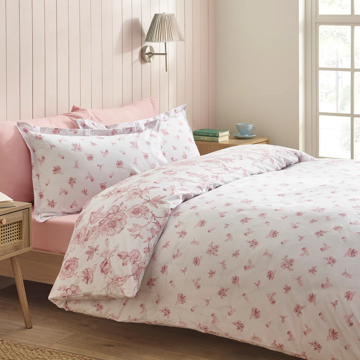 Catherine Lansfield Mirabelle Floral Reversible Duvet Cover Set with Pillowcase