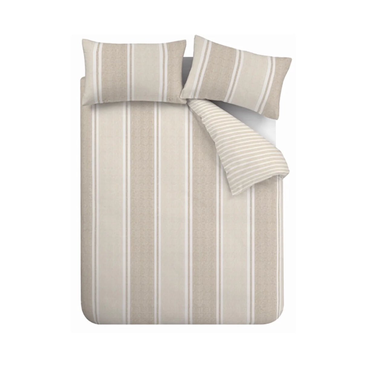 Catherine Lansfield Banded Stripe Reversible Duvet Cover Set with Pillowcase