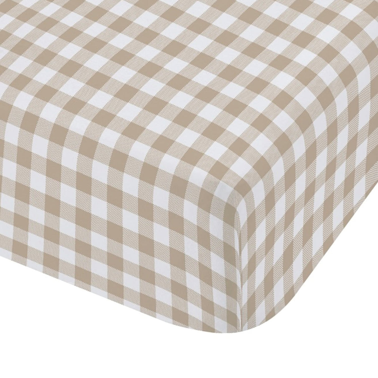 Catherine Lansfield Bamford Gingham Check 30cm Deep Fitted Sheet - Bamford Gingham Natural Fitted Sheet