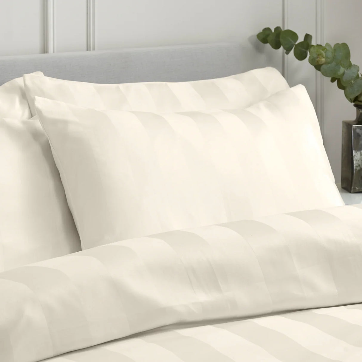 Catherine Lansfield So Soft Satin Stripe Standard Pillowcase Pair Black 8