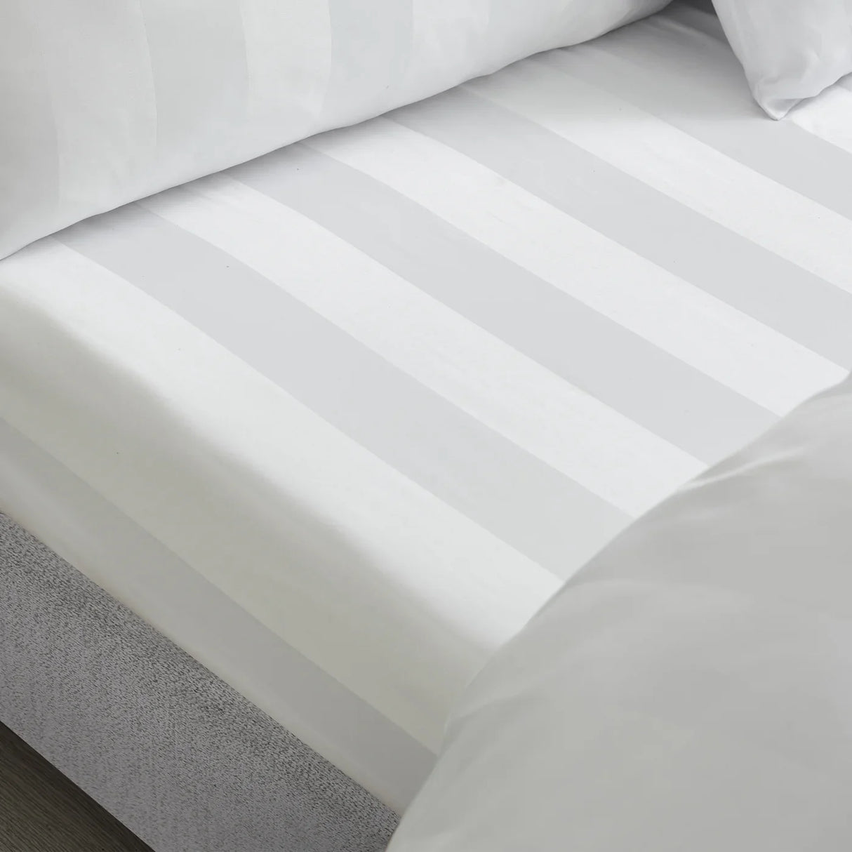 Catherine Lansfield So Soft Satin Stripe Black Fitted Sheet - Cream image 11