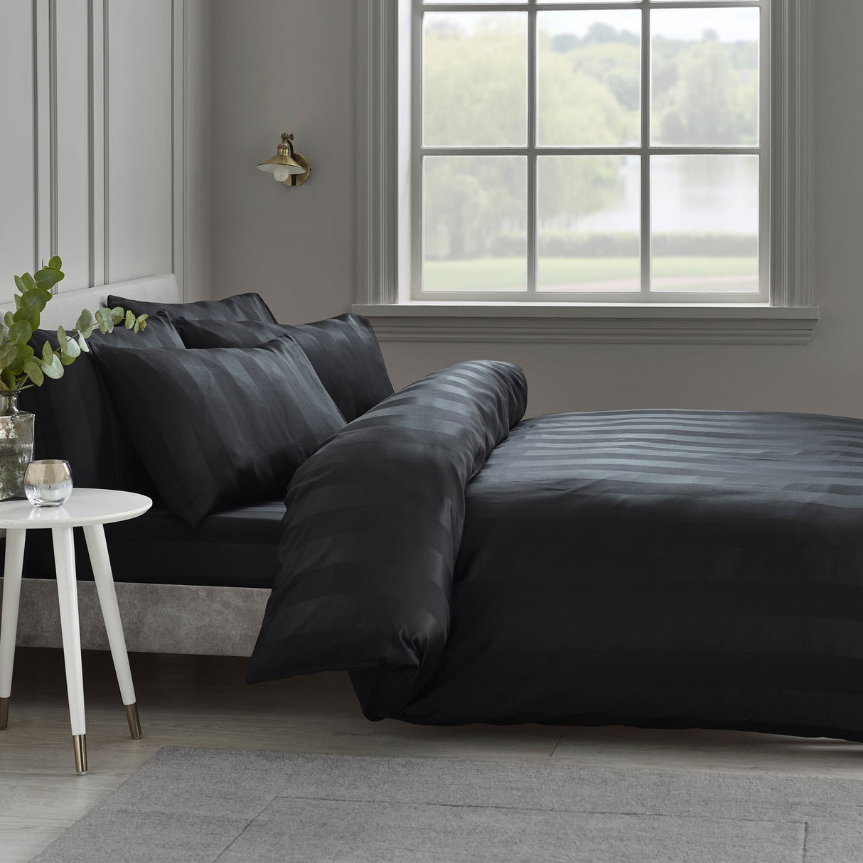 Catherine Lansfield So Soft Satin Stripe Duvet Cover Set