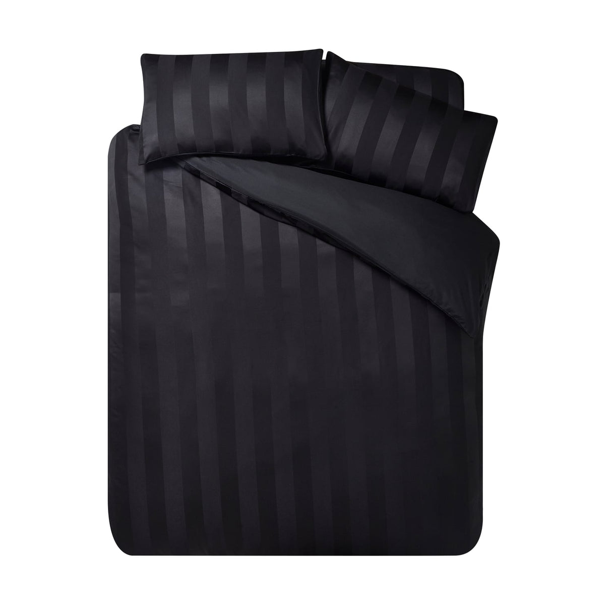 Catherine Lansfield So Soft Satin Stripe Duvet Cover Set - So Soft Satin Stripe Black Duvet Set