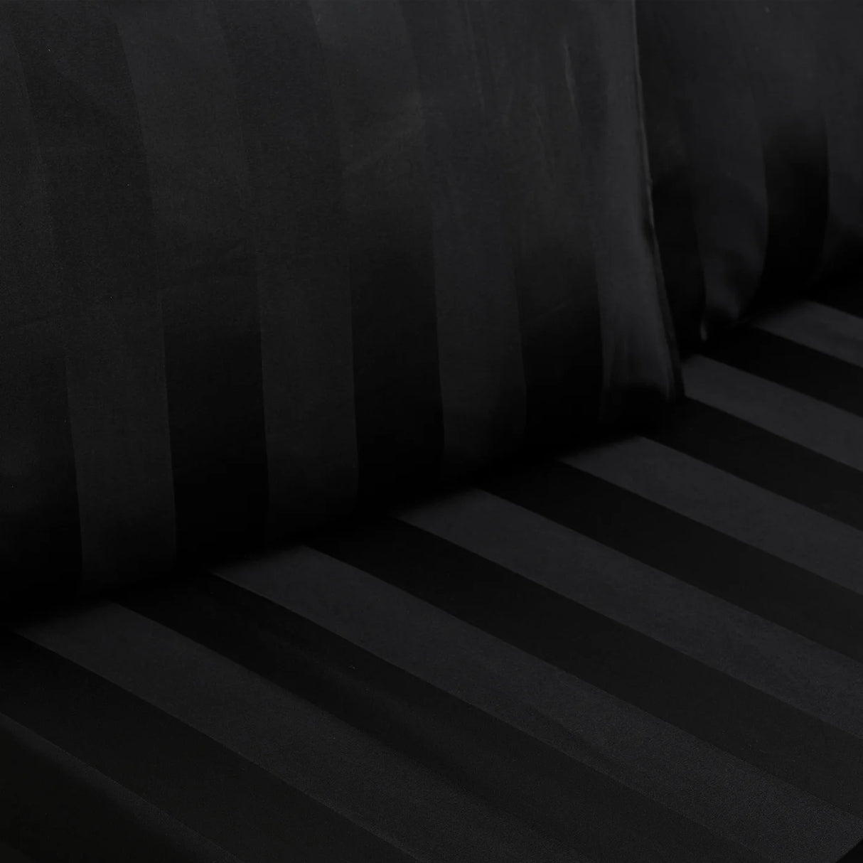 Catherine Lansfield So Soft Satin Stripe Black Fitted Sheet 18