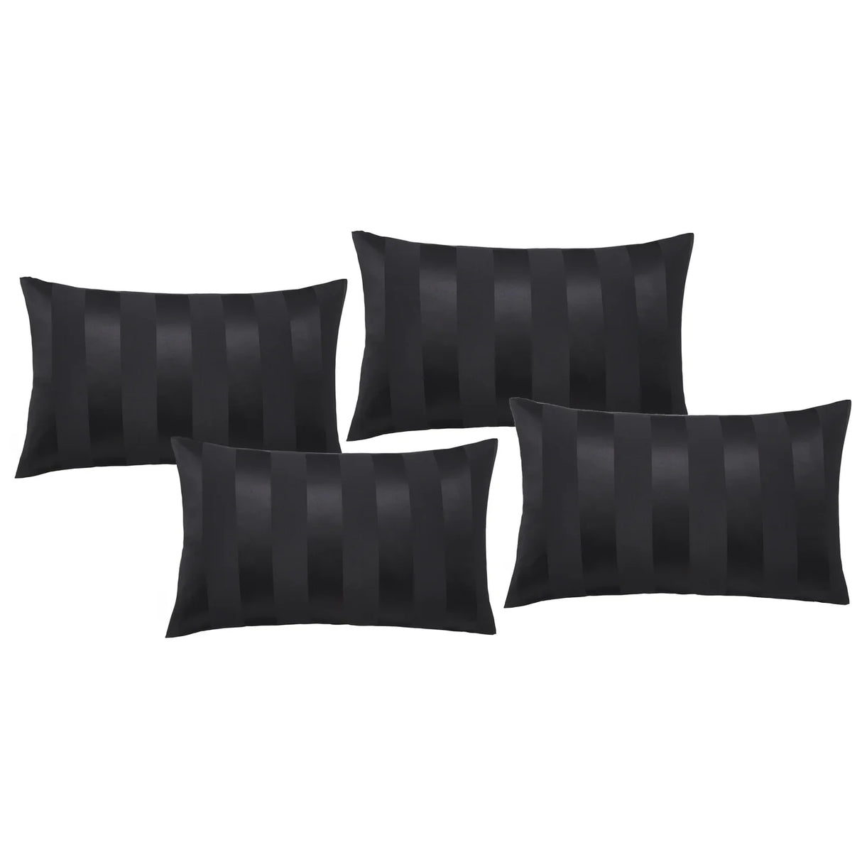 Catherine Lansfield So Soft Satin Stripe Standard Pillowcase Pair Black 6
