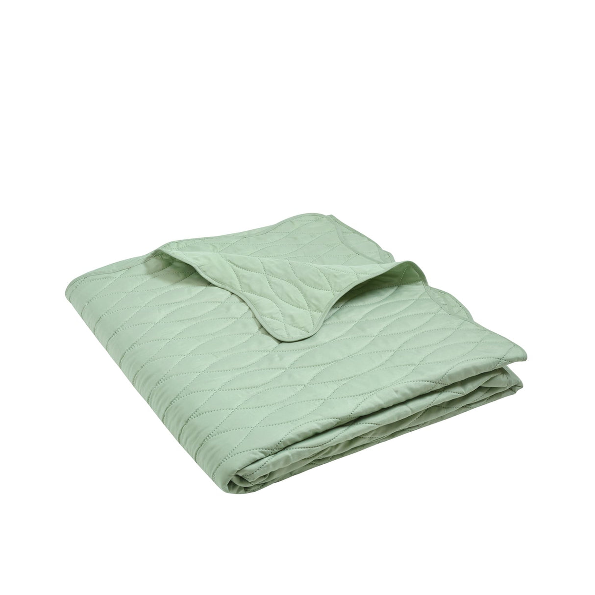 Catherine Lansfield Scallop Waves Bedspread - Scallop Waves Green Bedspread