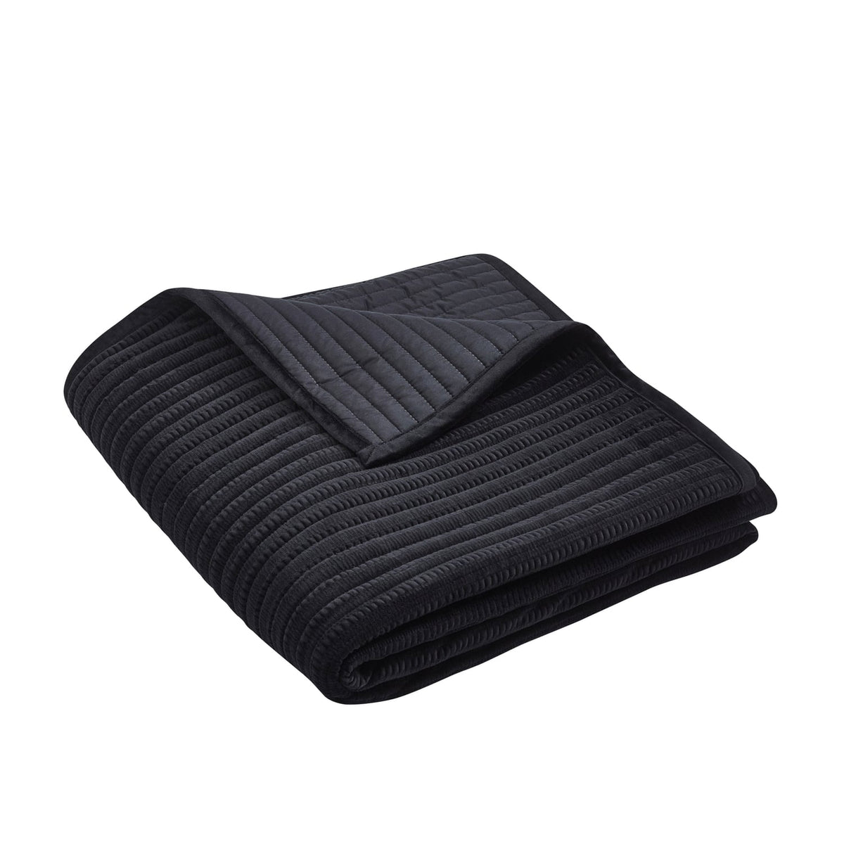 Catherine Lansfield Velvet Pinsonic Bedspread - Velvet Pinsonic Black Bedspread