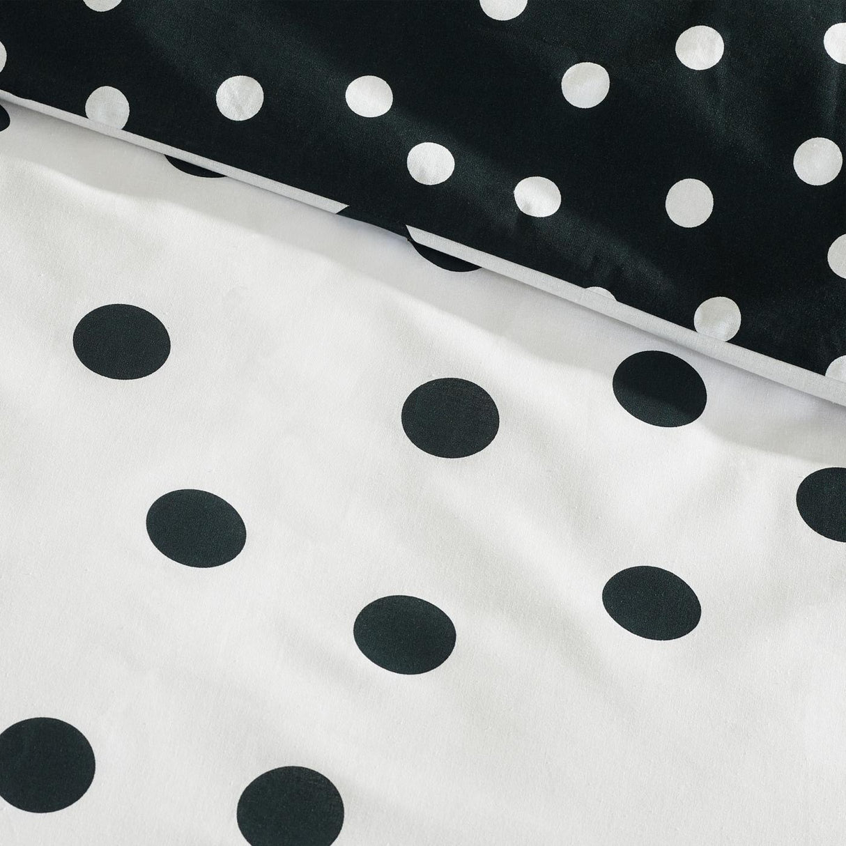 Catherine Lansfield Polka Dot Reversible Duvet Cover Set Black and White 5