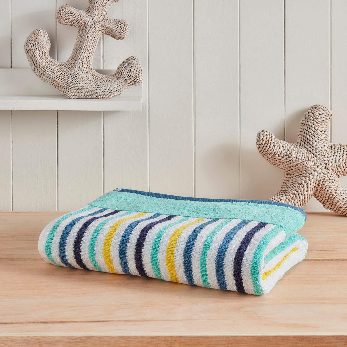 Fusion Nautical Stripe Jacquard Cotton Bathroom Towel