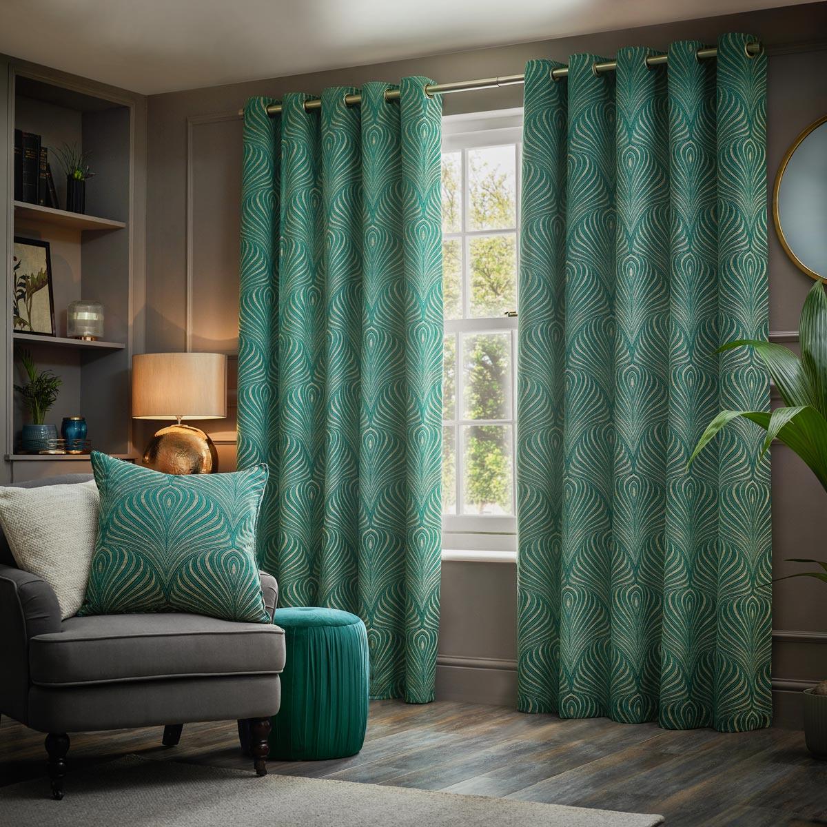 Gatsby Jacquard Lined Eyelet Curtains by Paoletti