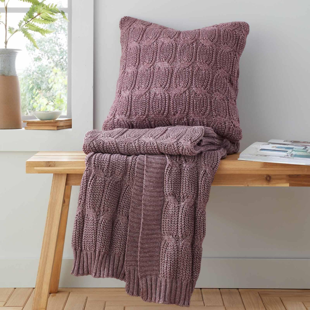 Catherine Lansfield Chunky Marl Knit Filled Cushion 45cm x 45cm 15