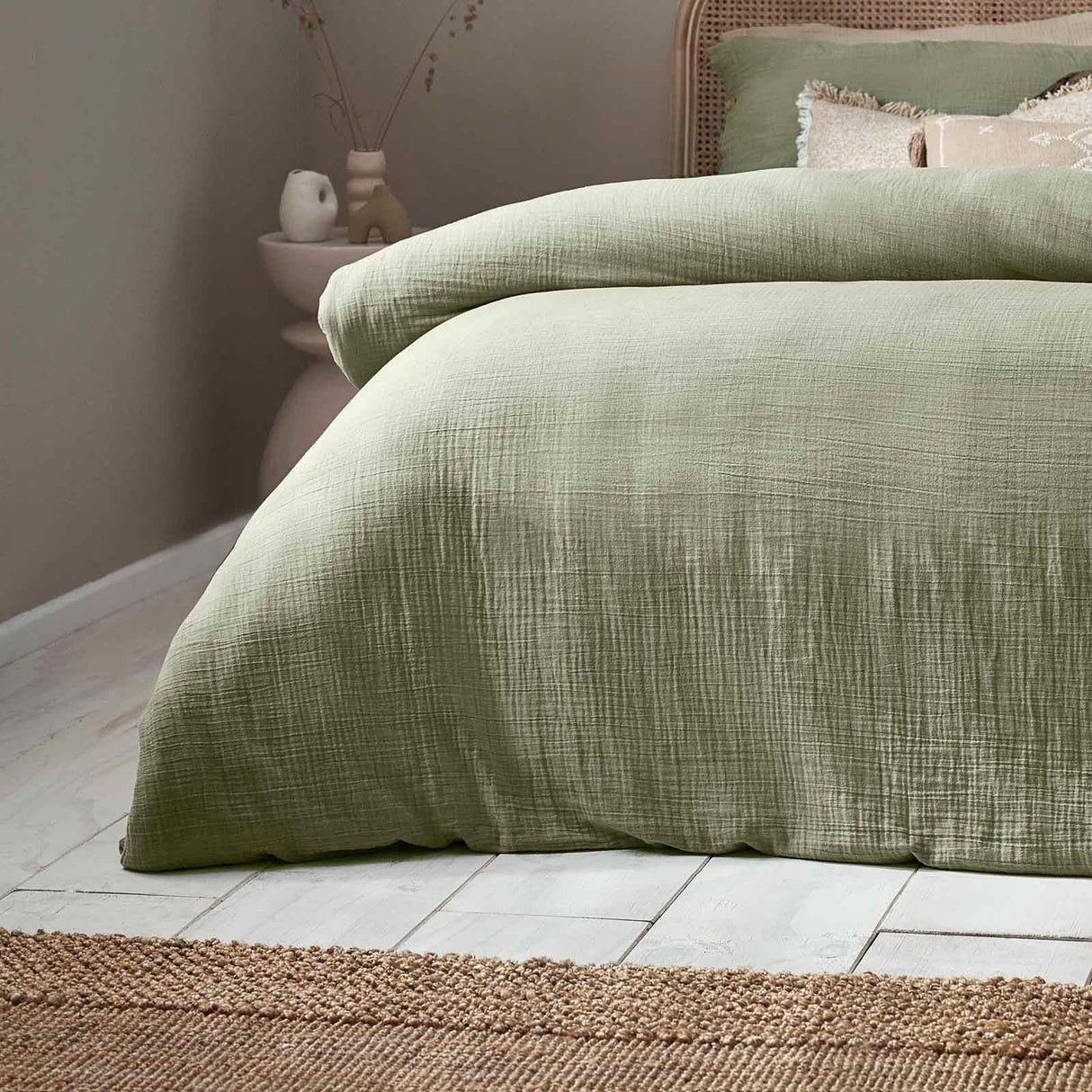 Lark Cotton Muslin Eucalyptus Duvet Cover Set