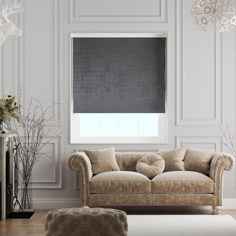 Azurite Charcoal Made To Measure Roman Blind by Style Furnishings