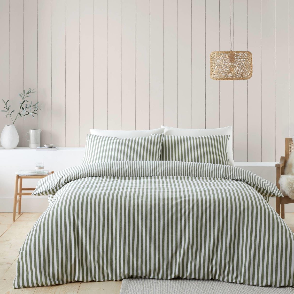 Brushed Cotton Flannelette Stripe Duvet Cover Set by Catherine Lansfield
