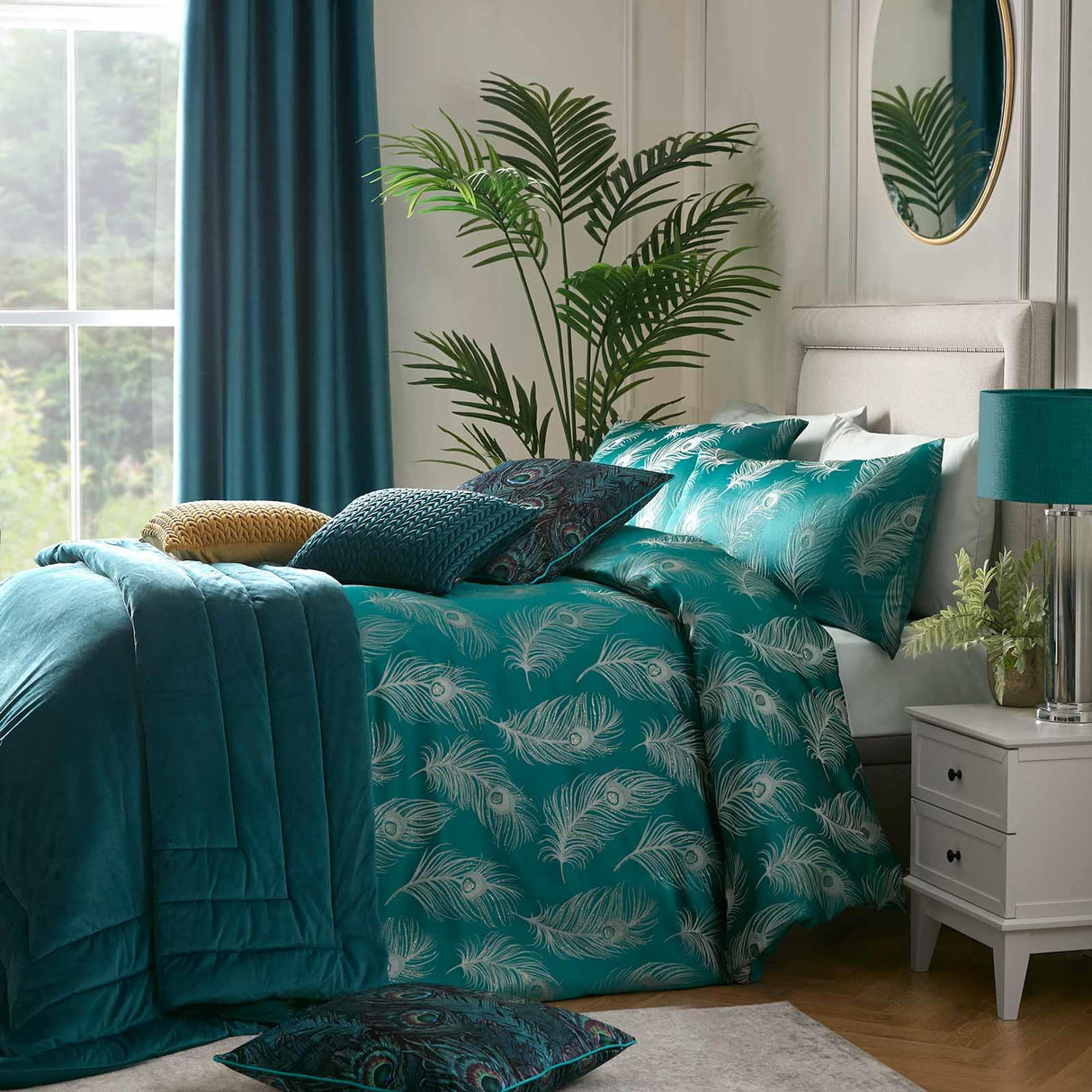 Dandy Jacquard Duvet Cover Set Teal