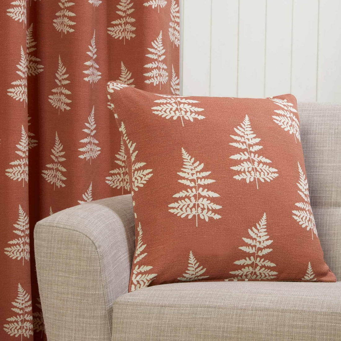 Esher Fern Terracotta Cushion Cover 45cm x 45cm