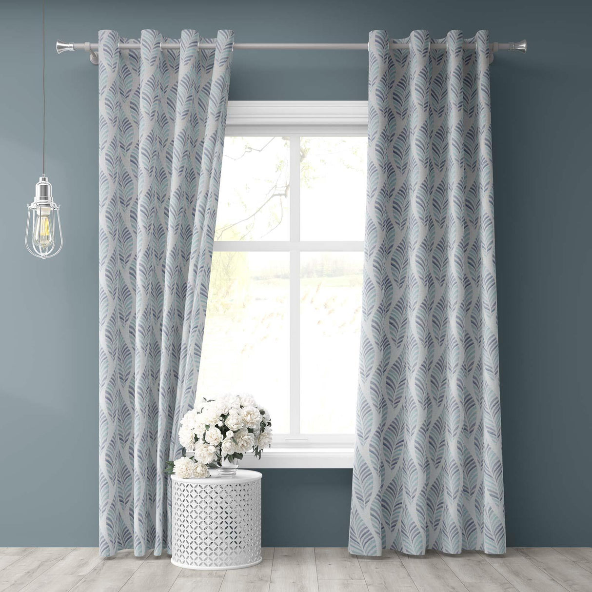 Metz Blue Made To Measure Curtains by Style Furnishings