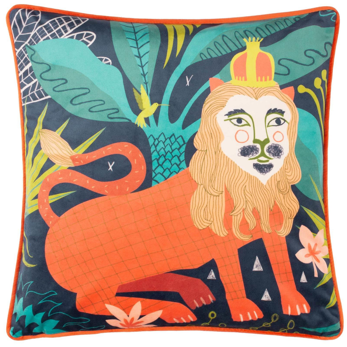 Lion Illustrated Velvet Cushion Cover 17" x 17" by Kate Merritt 2