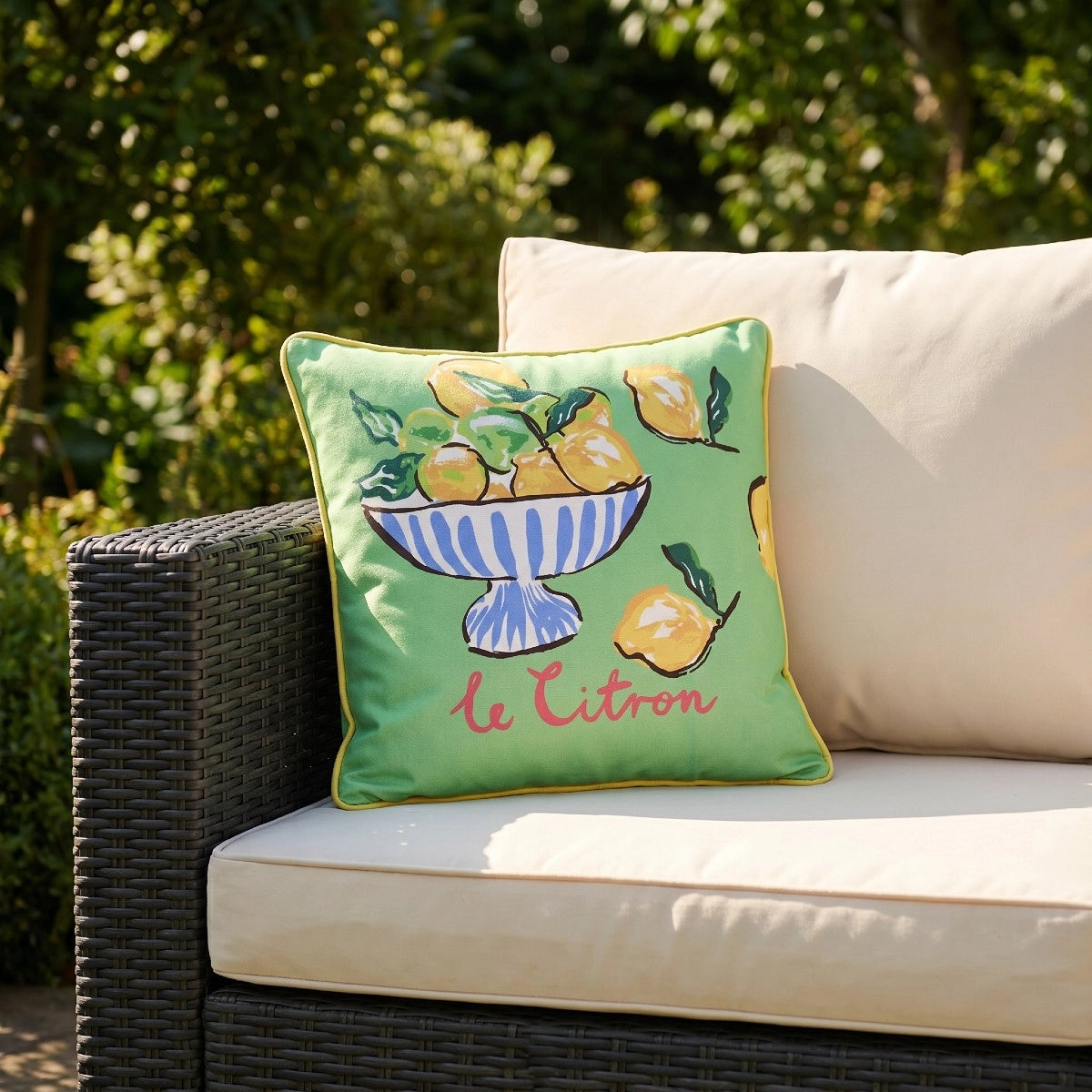 Lemon Fruit Bowl 100% Cotton Outdoor Filled Cushion / Cover 17" x 17" 6