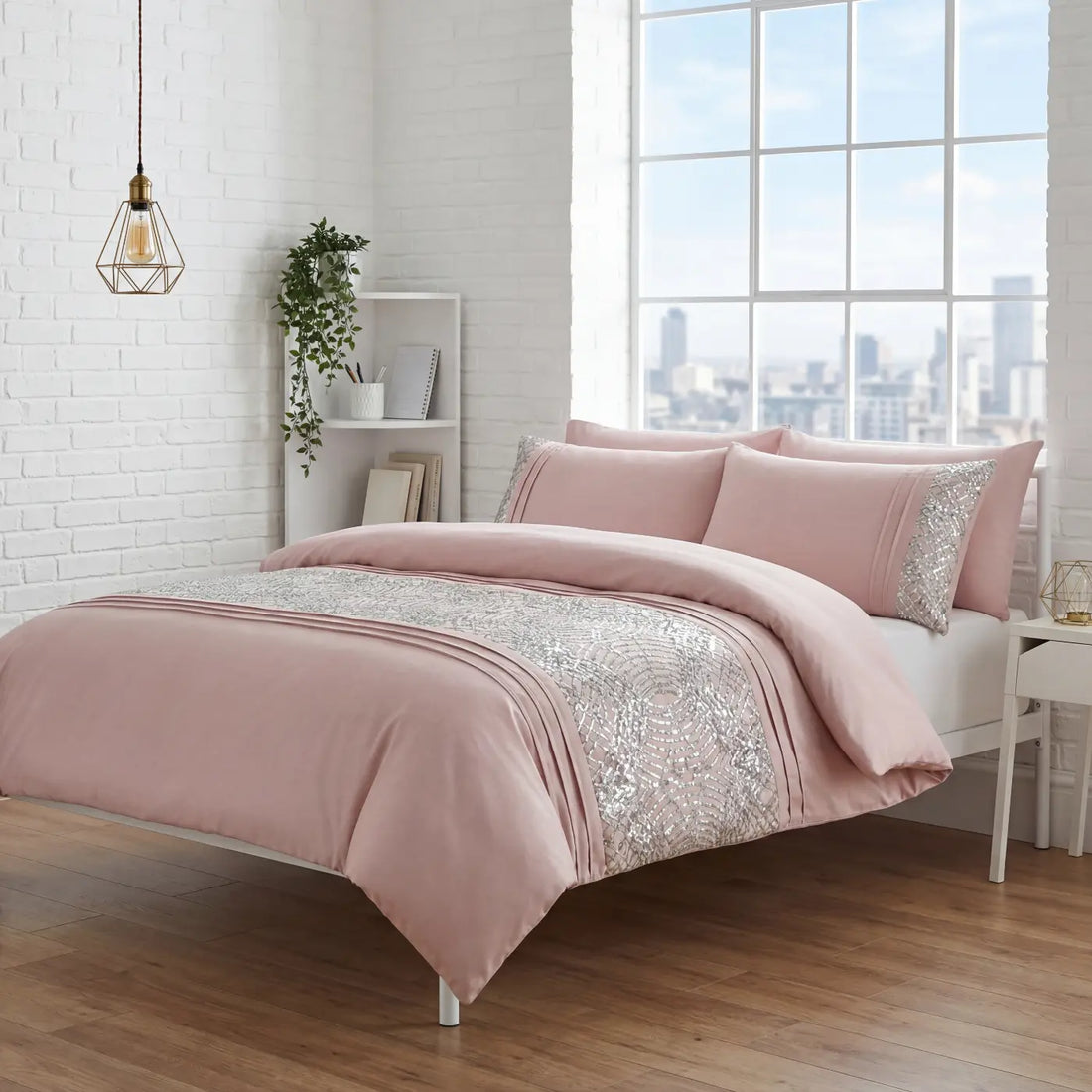 Charleston Glitter Blush Pink Duvet Cover Bedding Set