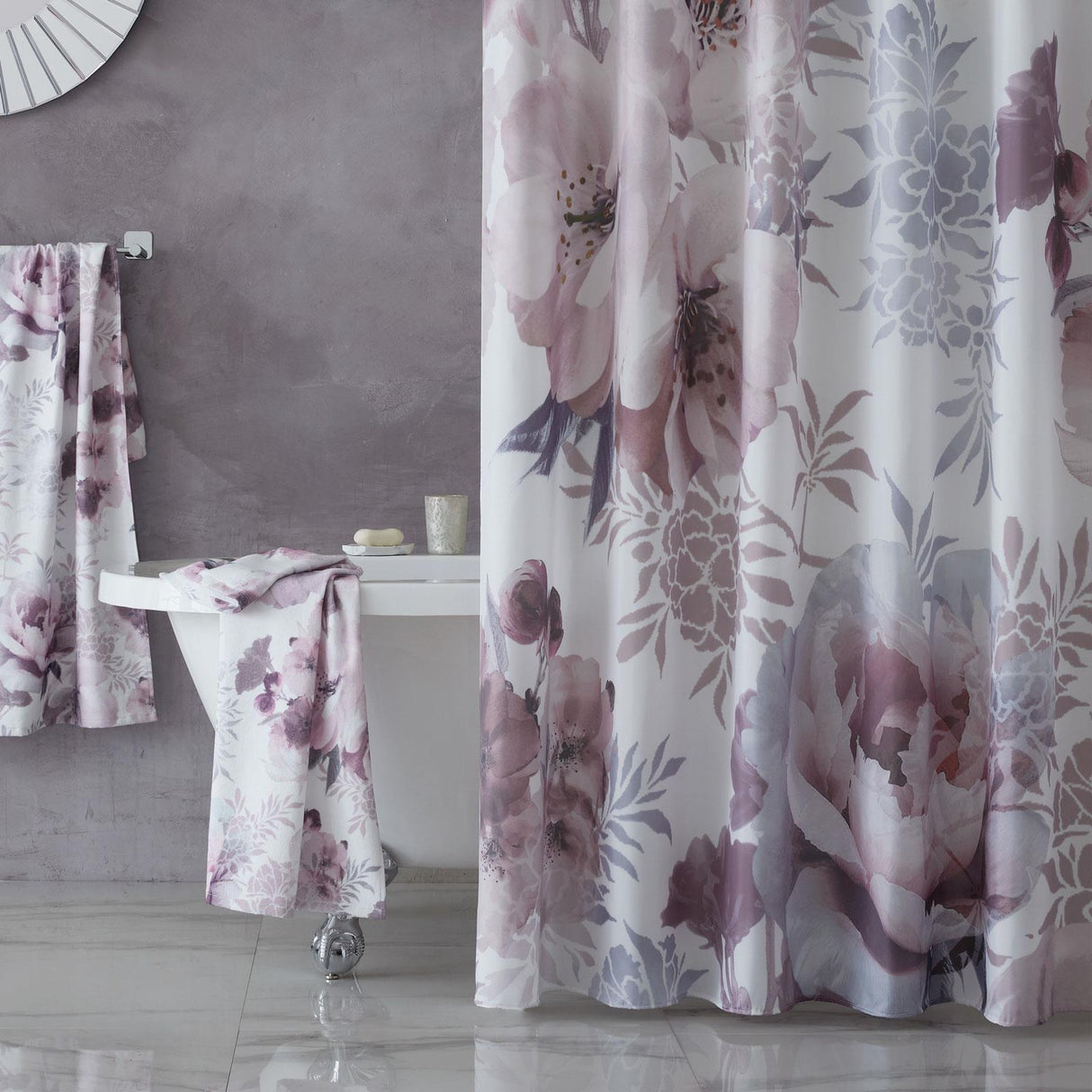Dramatic Floral Shower Curtain by Catherine Lansfield