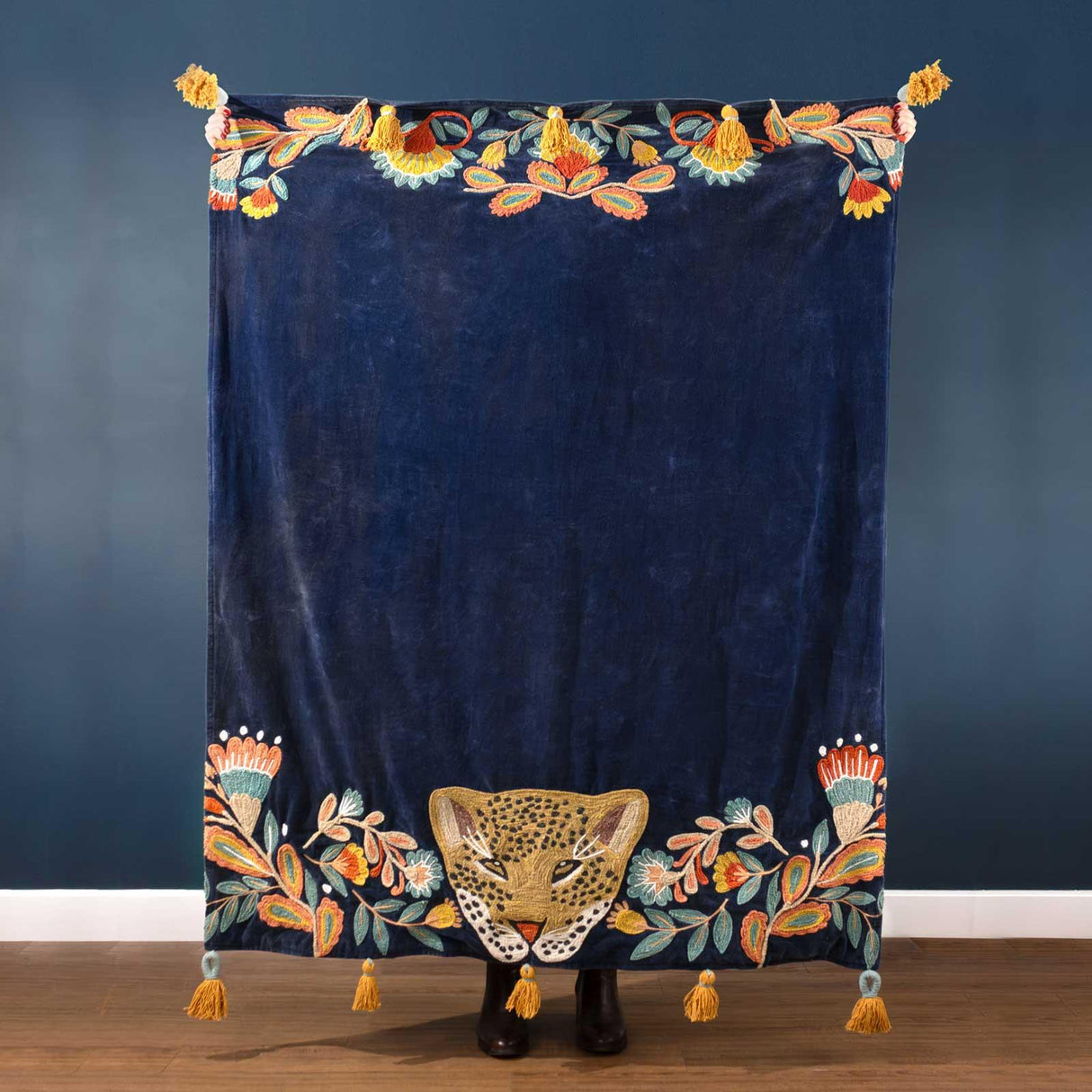 Regal Leopard Throw Royal Blue by Wylder Tropics