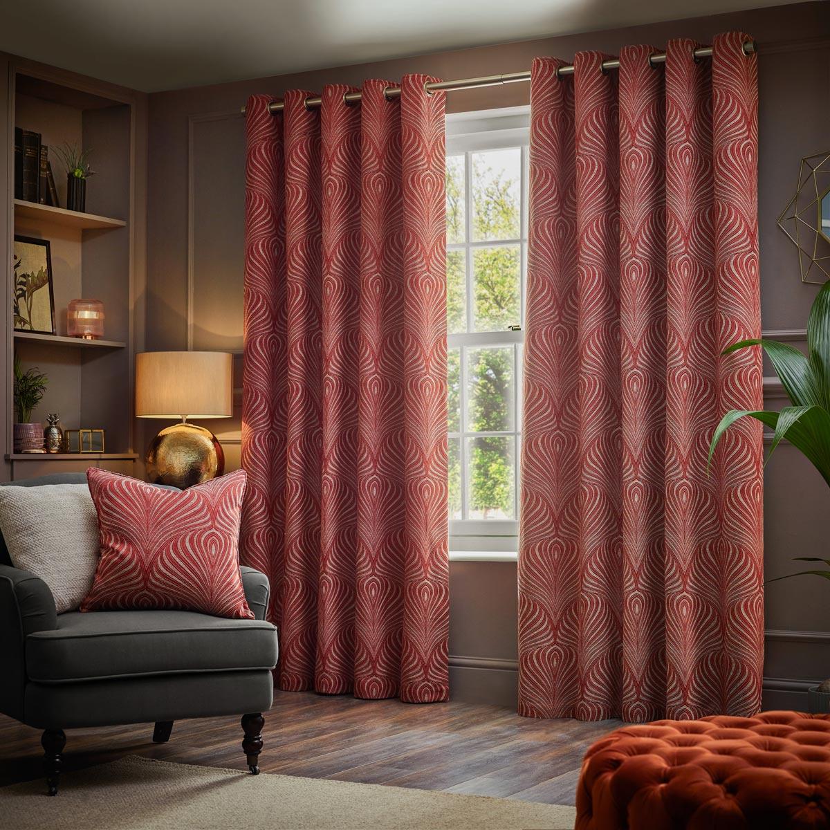 Gatsby Jacquard Lined Eyelet Curtains by Paoletti