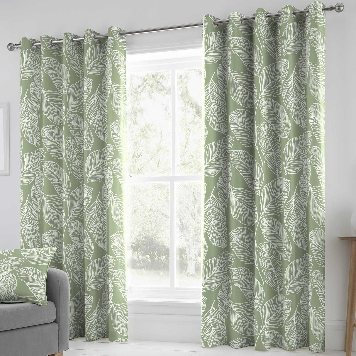 Matteo Leaf Eyelet Curtains by Fusion