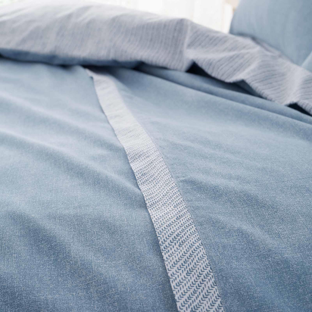 Oslo Textured Trim Denim Duvet Cover Set