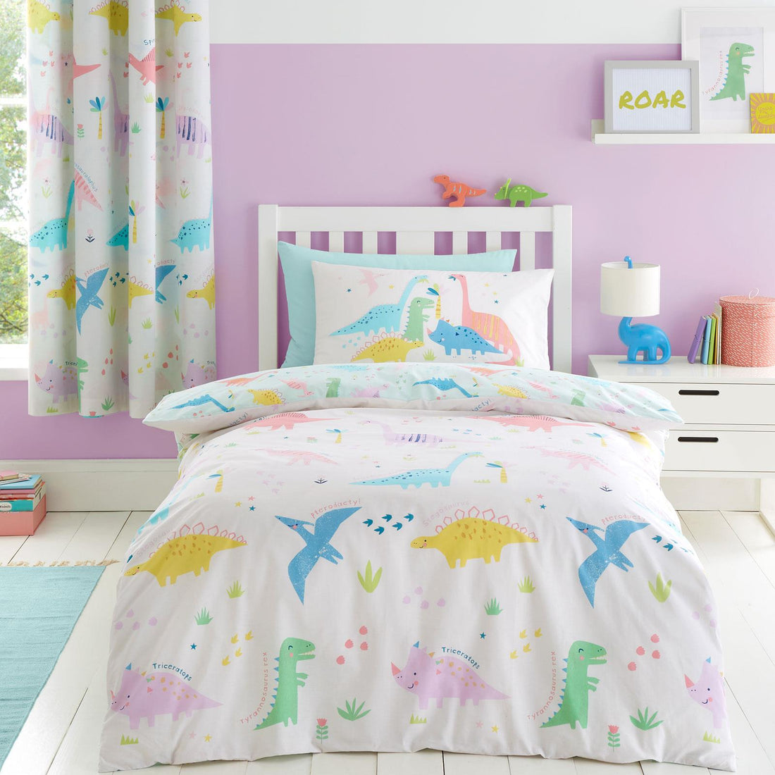 Catherine Lansfield Dinosaur Friends Blue Kids Duvet Cover Set