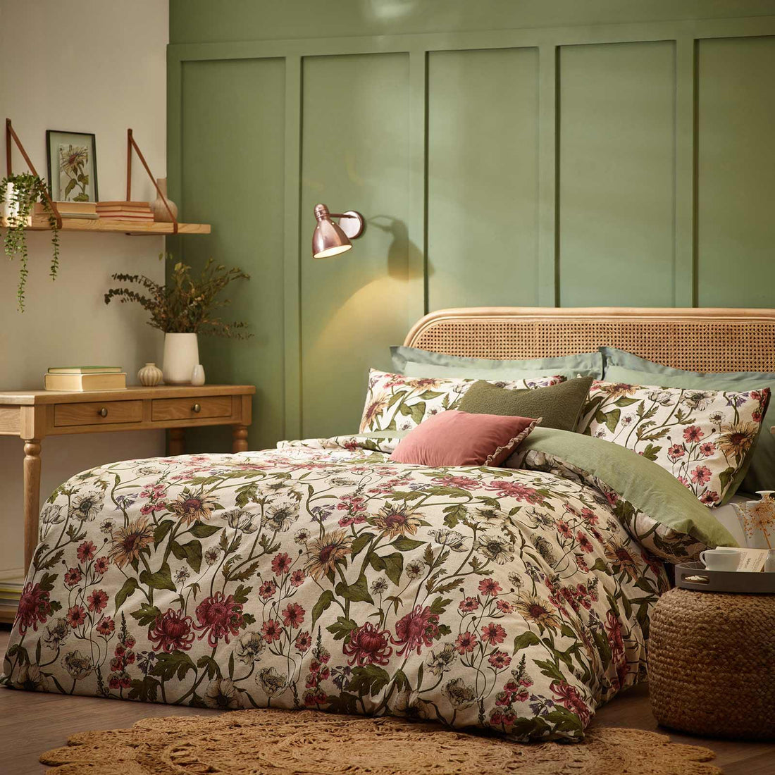 Wallflower Natural Polycotton Duvet Cover Set