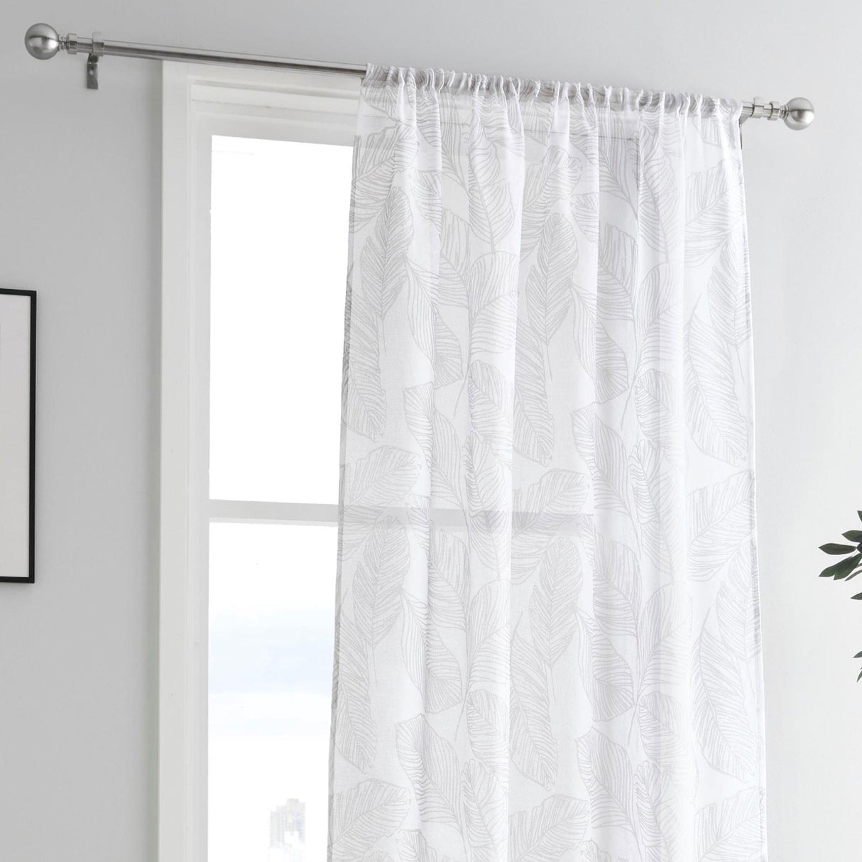 Matteo Leaf Voile Curtain Panel by Fusion