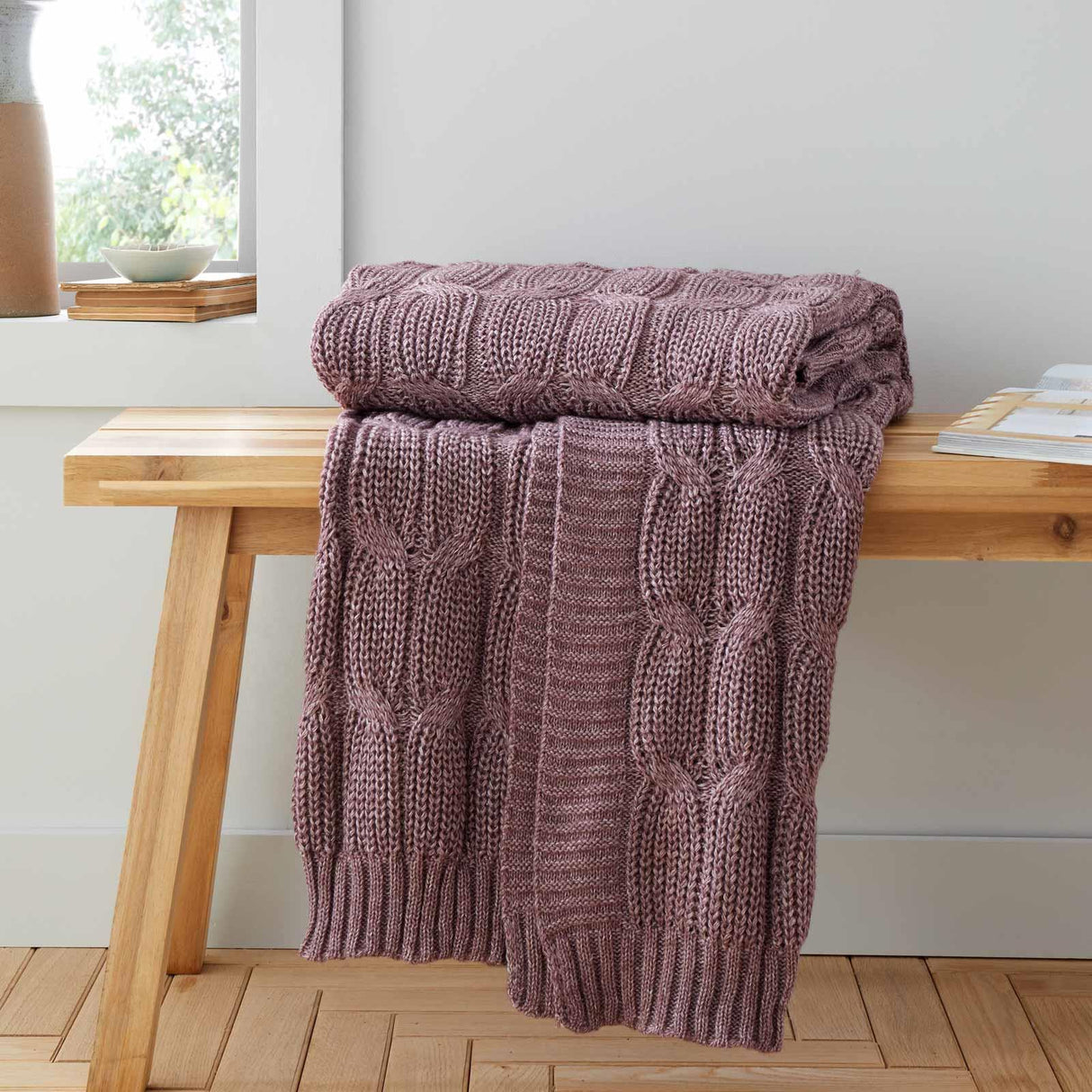 Chunky Marl Knit Throw Blanket 130cm x 170cm by Catherine Lansfield