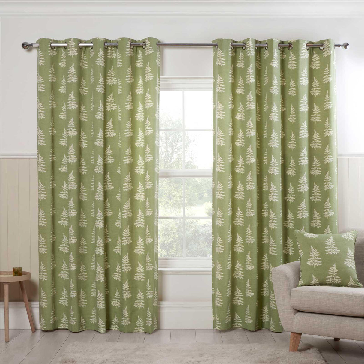 Esher Fern Eyelet Curtains by Sundour