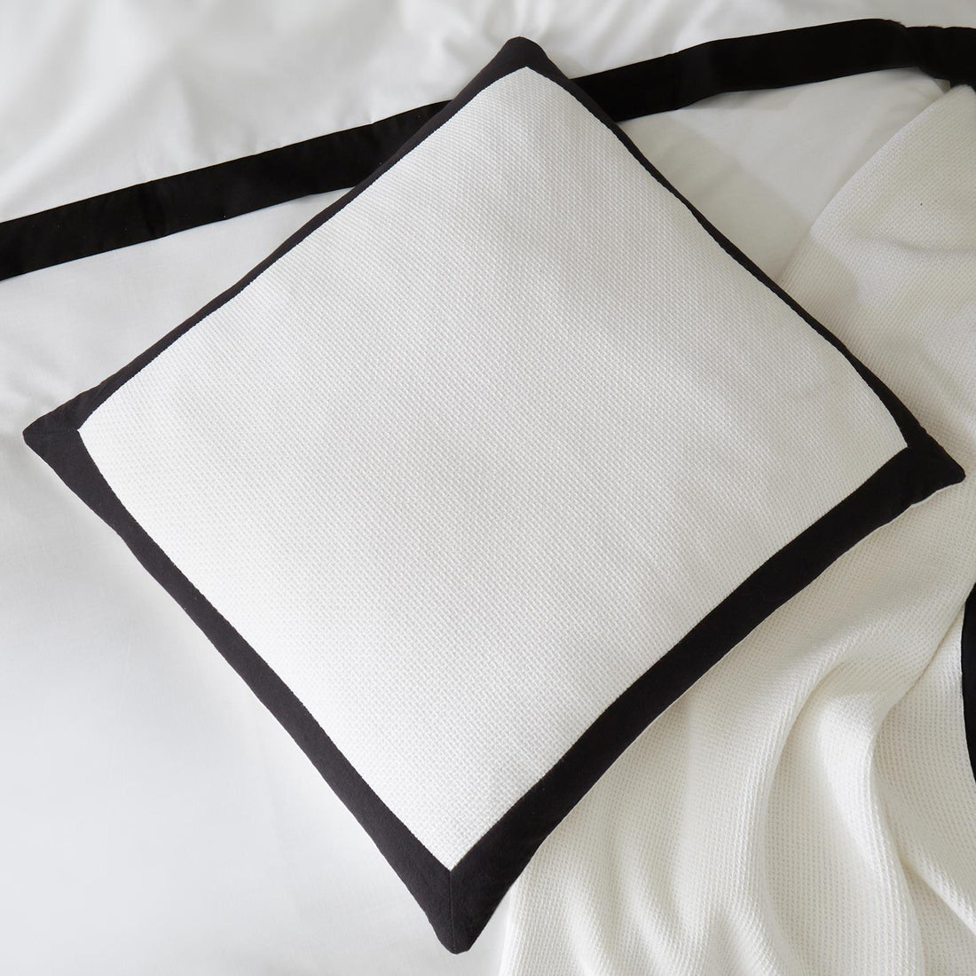 Style Sisters Monochrome Waffle 100% Cotton Filled Cushion
