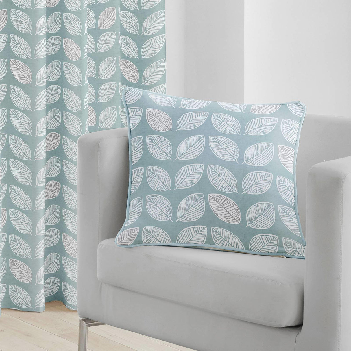 Fusion Delft Floral Duck Egg Blue Cushion Cover