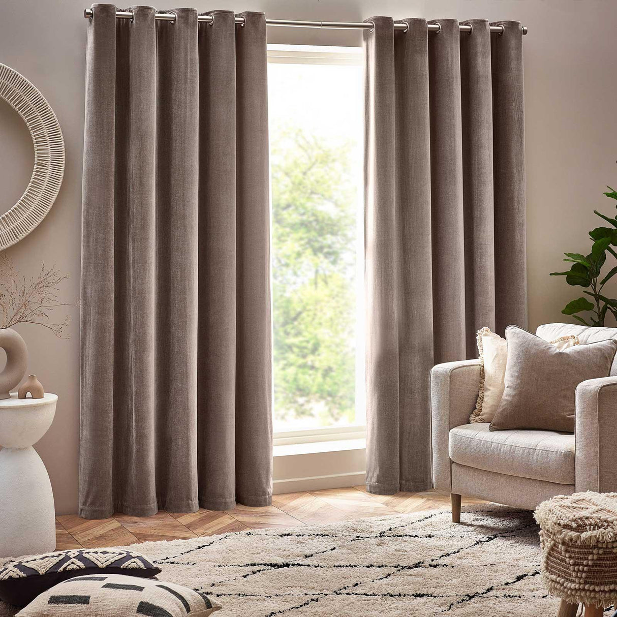 Heavy Chenille Room Darkening Eyelet Curtains by Yard