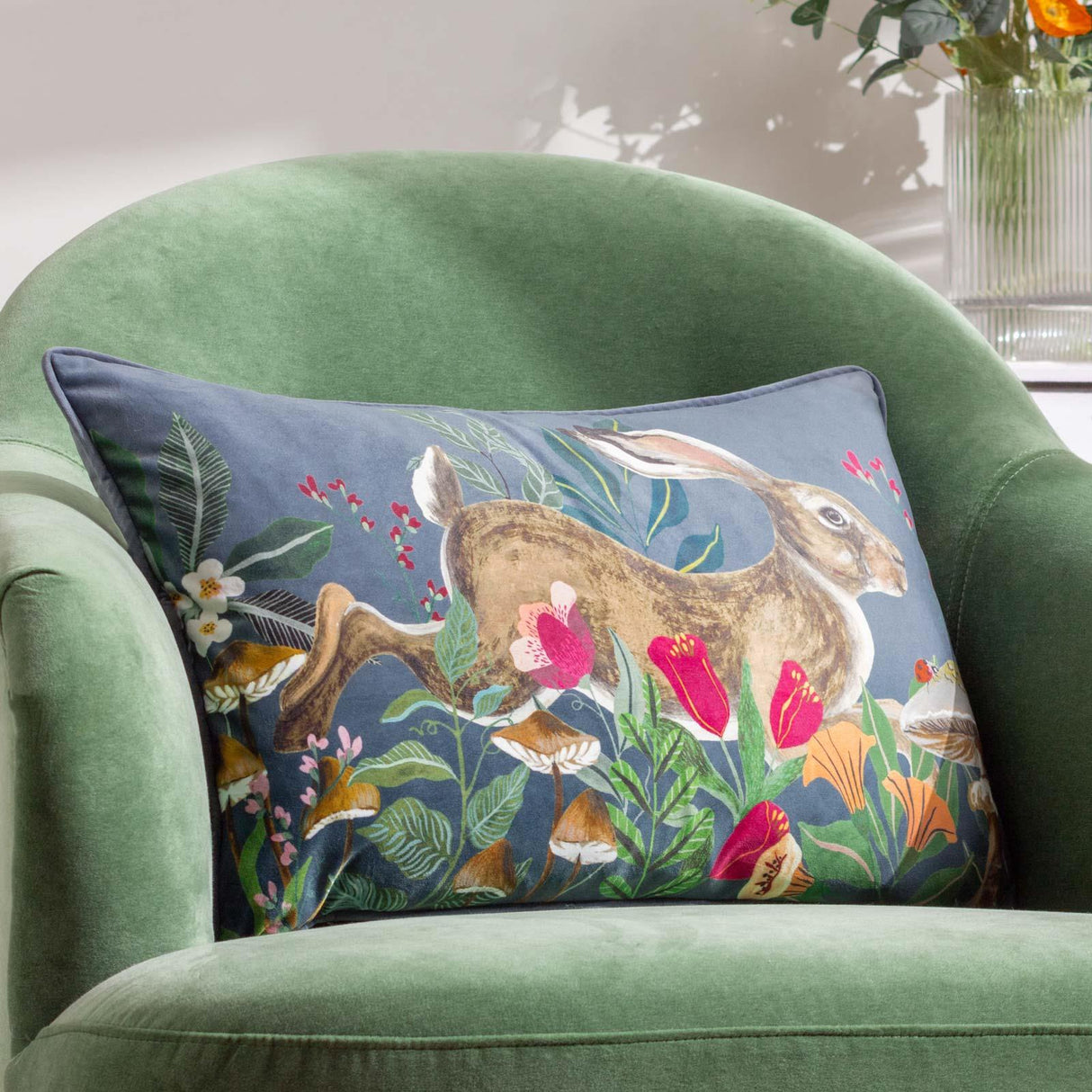 Wild Garden Leaping Hare Cushion Cover by Wylder Nature