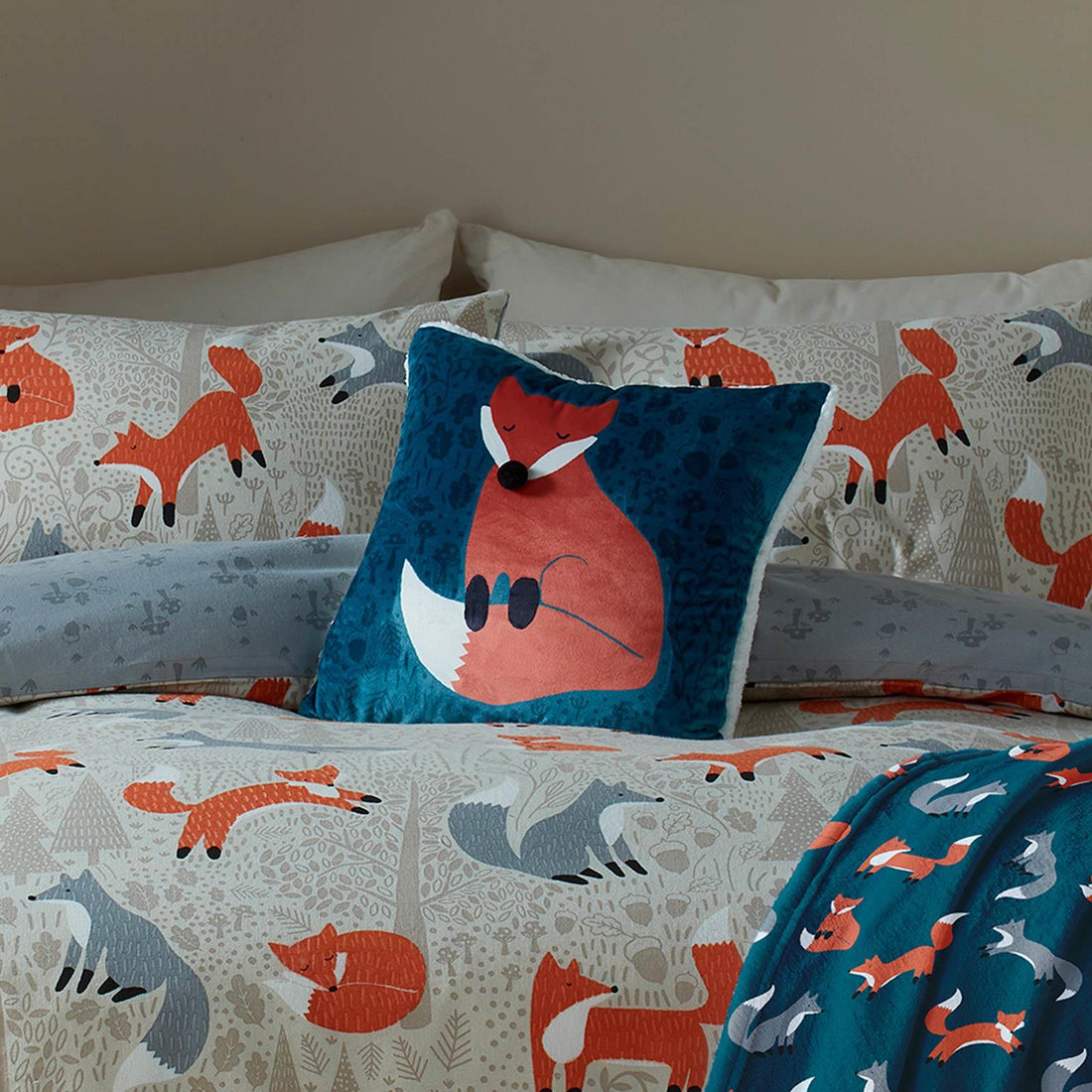 Foraging Fox Christmas Filled Cushion