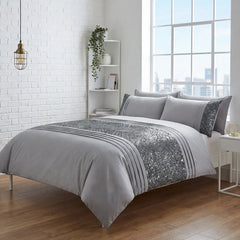 Charleston Glitter Grey Duvet Cover Bedding Set