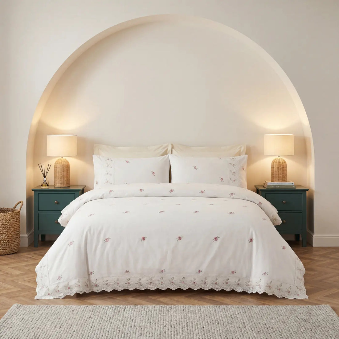 Sophie Embroidered Cream Duvet Cover Bedding Set
