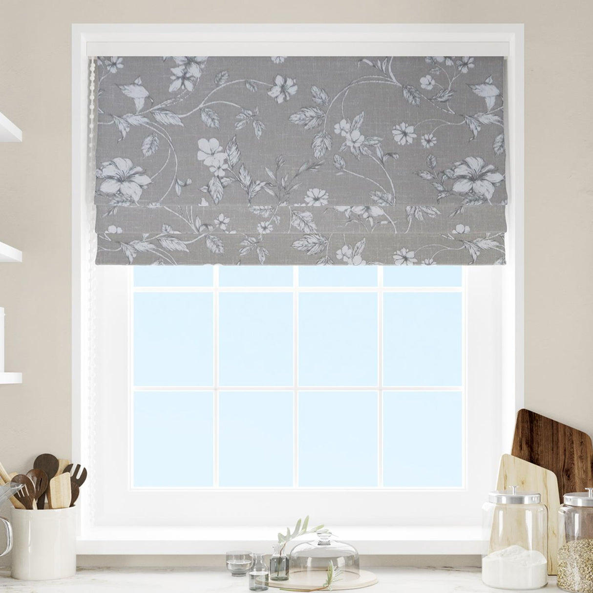 Etched Vine Sandstone Made To Measure Roman Blind by Style Furnishings