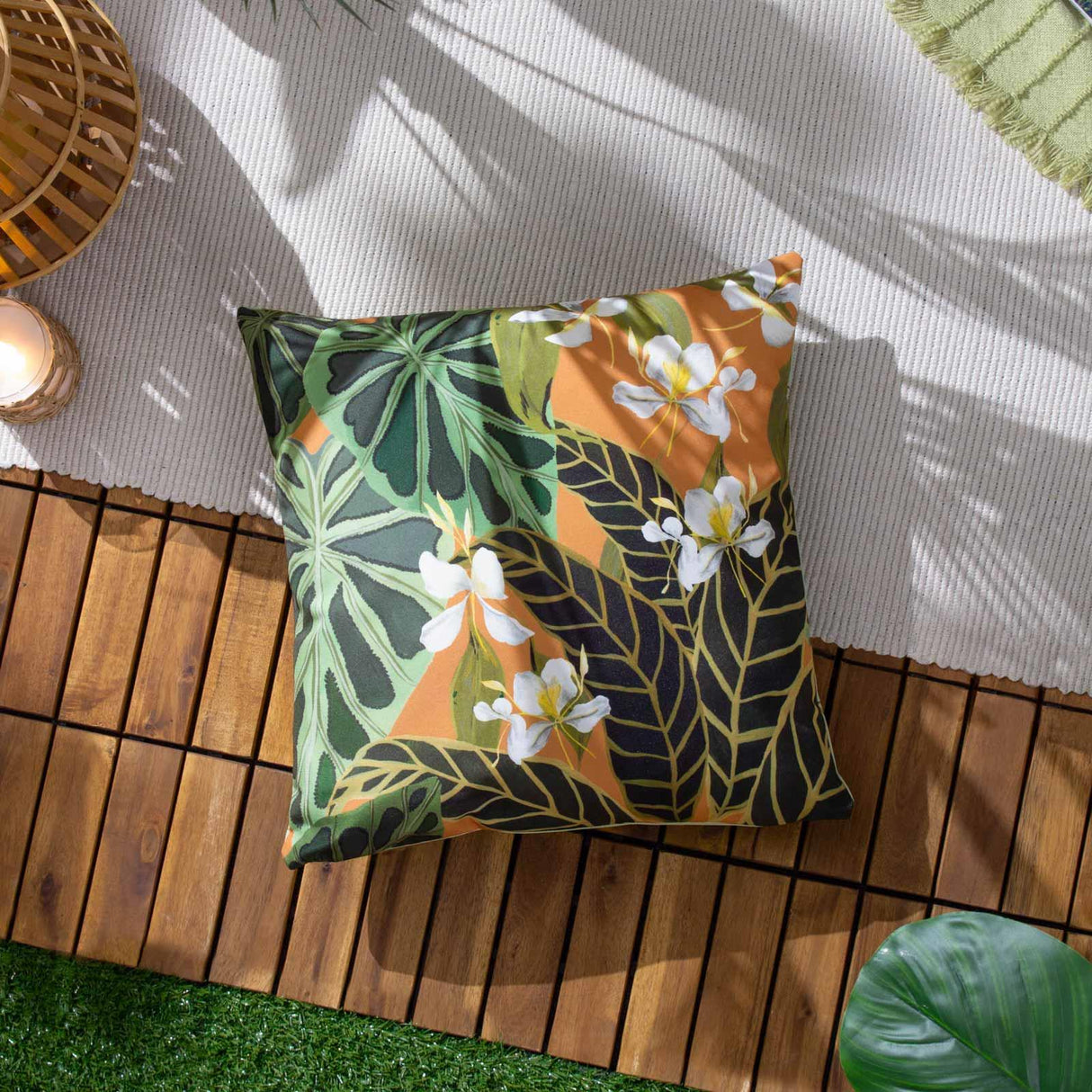 Kali Leaves Outdoor Cushion Cover 20" x 20" (50cm x 50cm) by Wylder Tropics