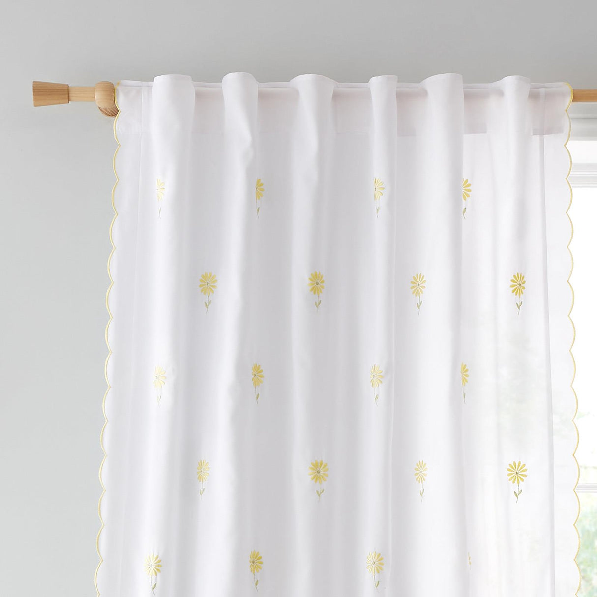 Lorna Embroidered Daisy Voile Curtain Panel by Catherine Lansfield