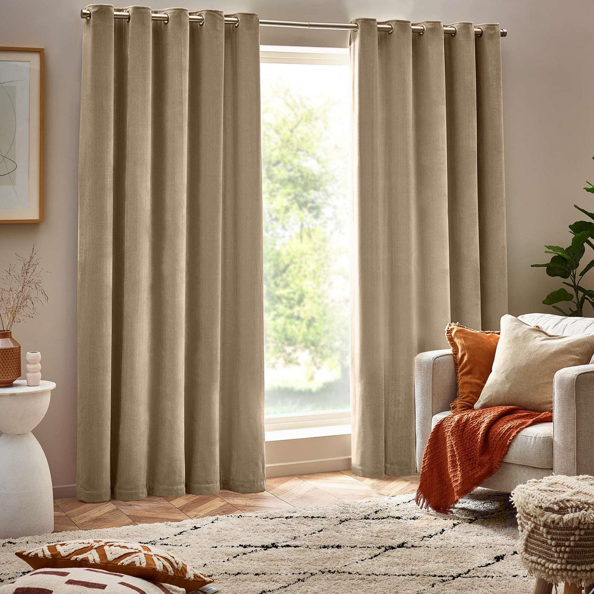 Heavy Chenille Room Darkening Eyelet Curtains by Yard