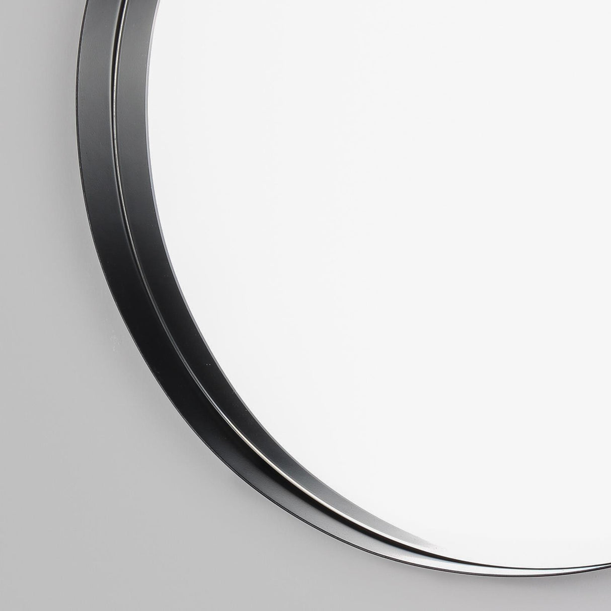 Thin Deep Edge Round Wall Mirror Black by Yard
