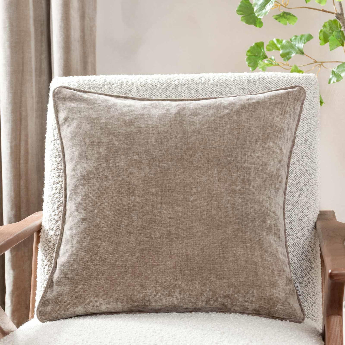 Heavy Velvet Chenille Greige Cushion Cover 50cm x 50cm