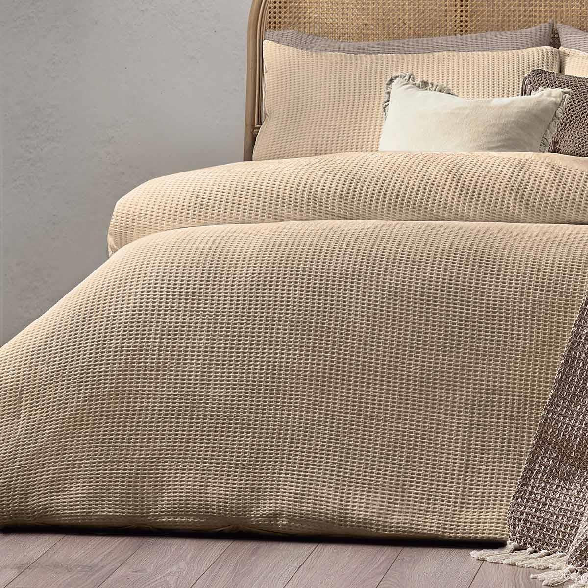 Chunky Waffle Linen Duvet Cover Set