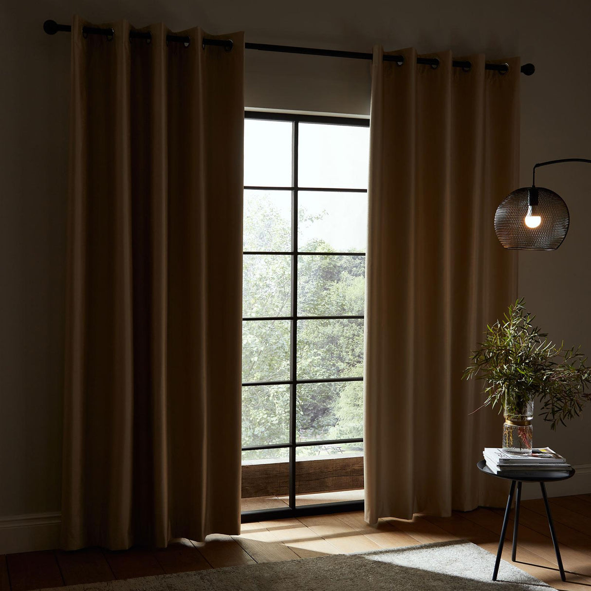 Faux Silk Blackout Eyelet Curtains by Catherine Lansfield